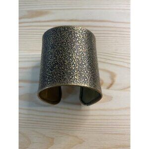 Vintage Brass Cuff Bracelet Victorian Style Adjustable Fit